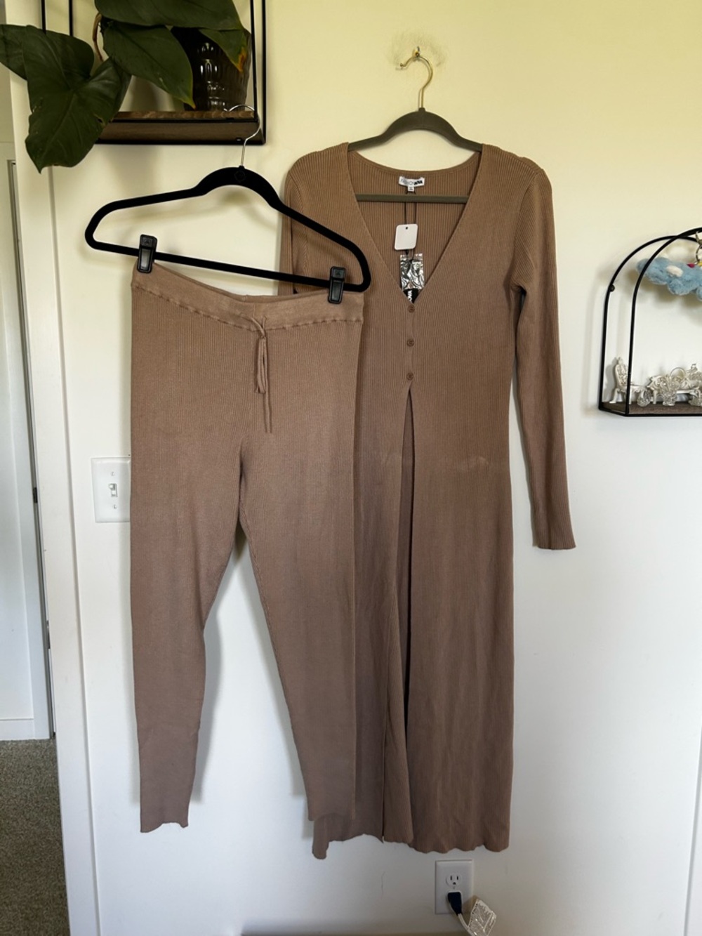Fashion Nova Sasha Flyaway Sweater Pant Set - Taupe Size Large